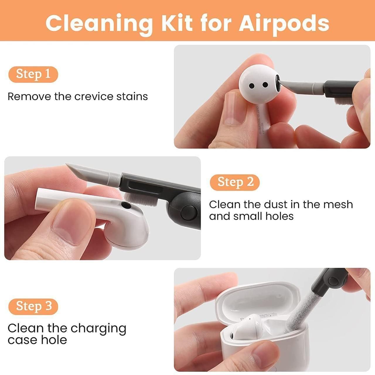 7 in 1 Electronic Cleaner kit, Cleaning Kit for Monitor Keyboard Air pods MacBook iPhone, Screen Dust Brush Including Soft Sweep, Swipe, Airpod Cleaner Pen, Key Puller and Spray Bottle (7 in 1)