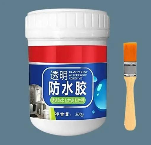 Waterproofing Solution for Homes, Terraces, Roofs Transparent Crack Seal Agent 300g with brush, Roof Sealant Waterproof Gel For steel, ceramic tile, marble, wood, metal Crack Seal Agent