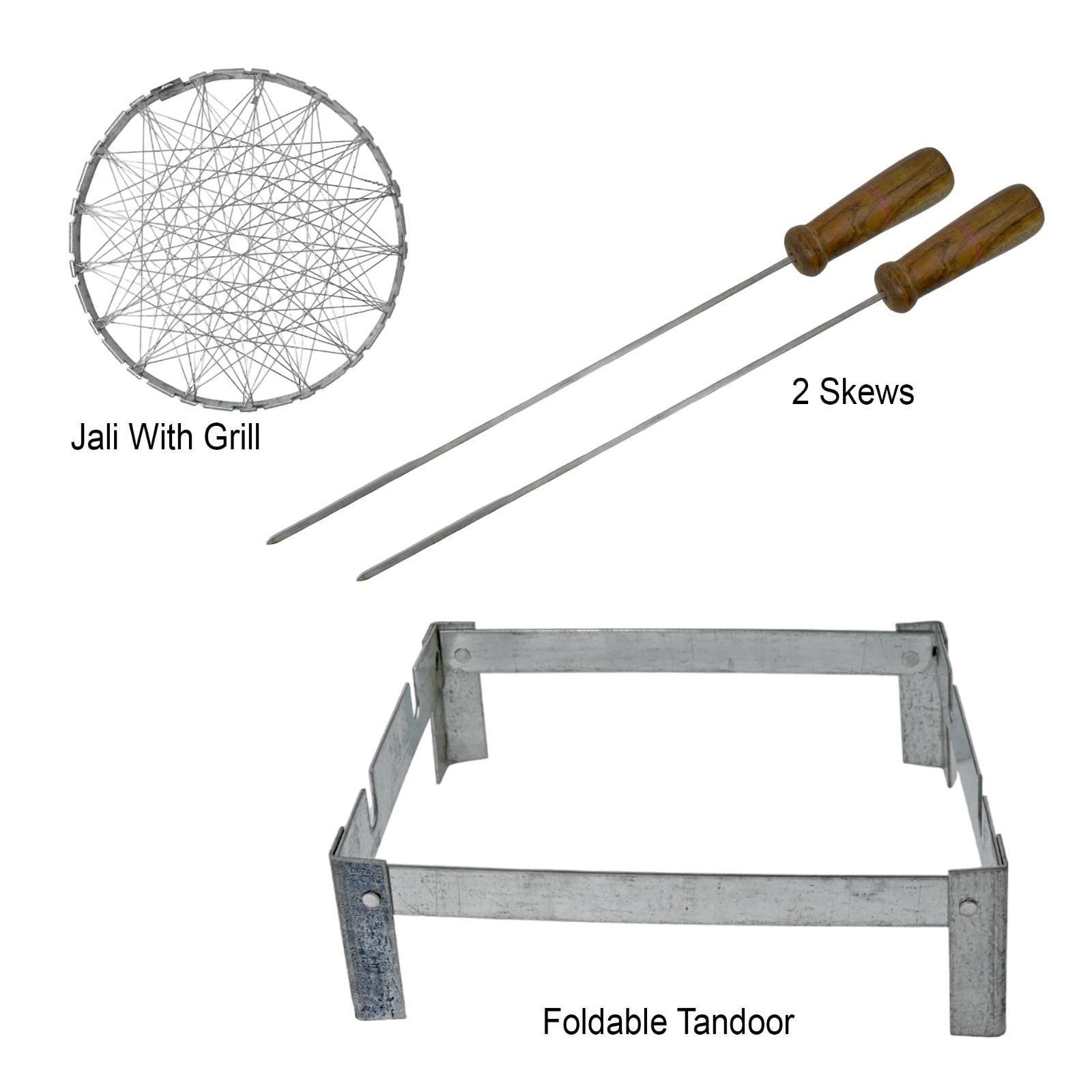 Barbeque Grill Stand with 2 Skewers And  1 Grate