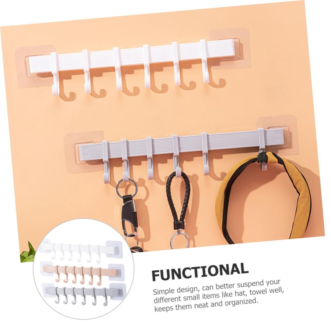 6 Hook Wall Utensil Rack and Adjustable Hangers