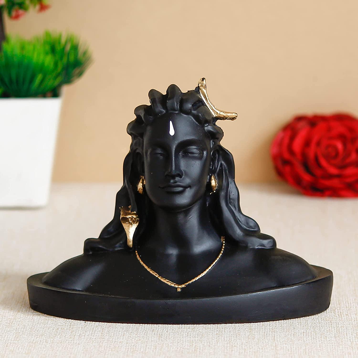 Black Adiyogi Lord Shiva Handcrafted Polyresin Figurine, One Size (Set of 1)