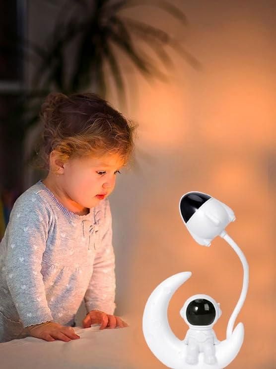 Astronaut LED Desk Lamp - Reading Table Light, Space Man Moon Night Light with USB Rechargeable for Kids