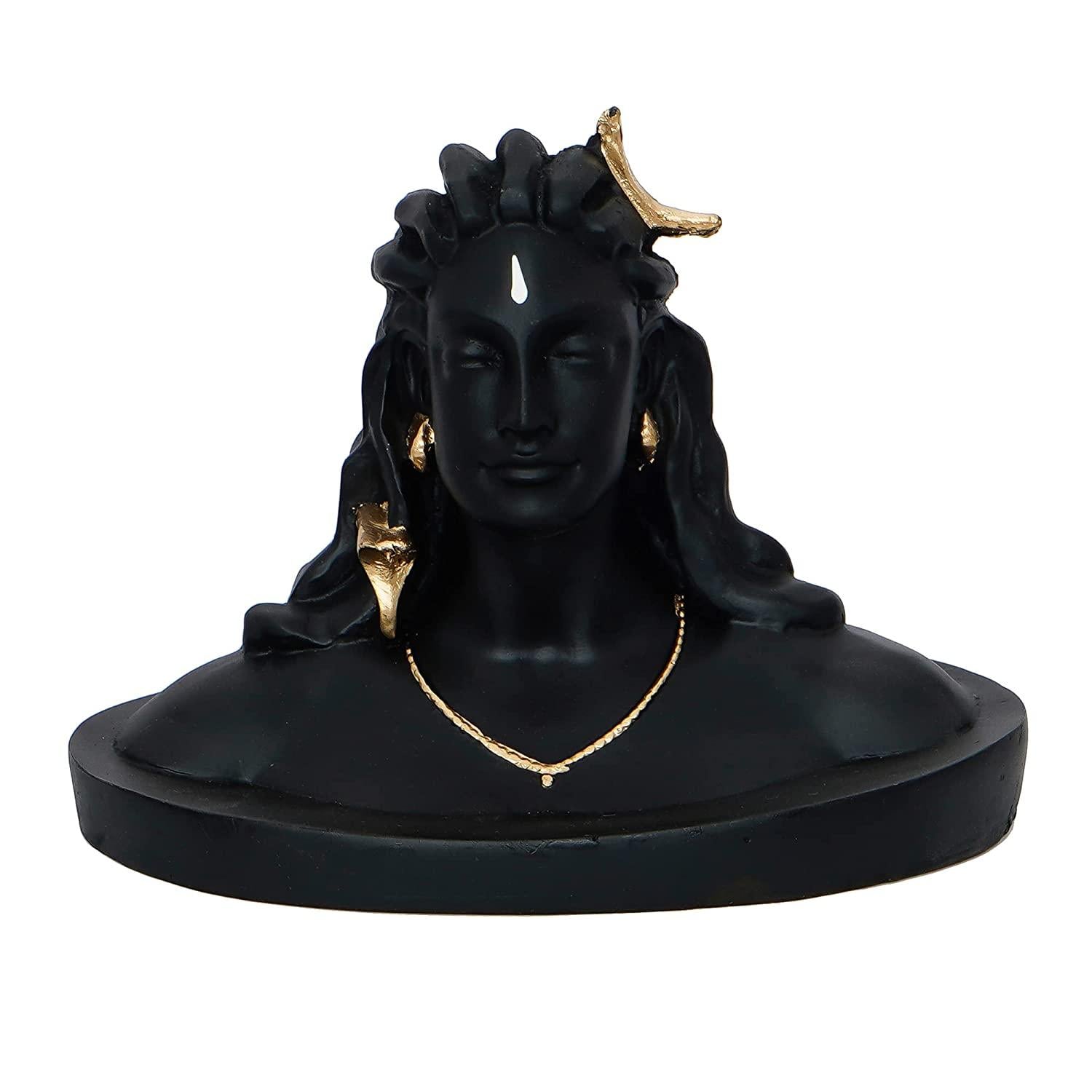 Black Adiyogi Lord Shiva Handcrafted Polyresin Figurine, One Size (Set of 1)